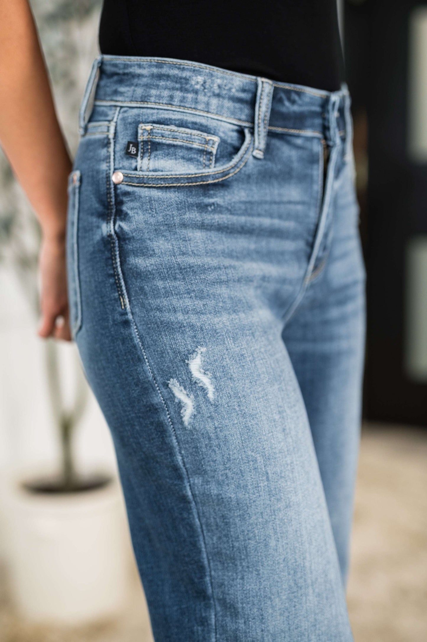 Judy Blue 90s straight jeans Julia high rise dark wash with light distressing