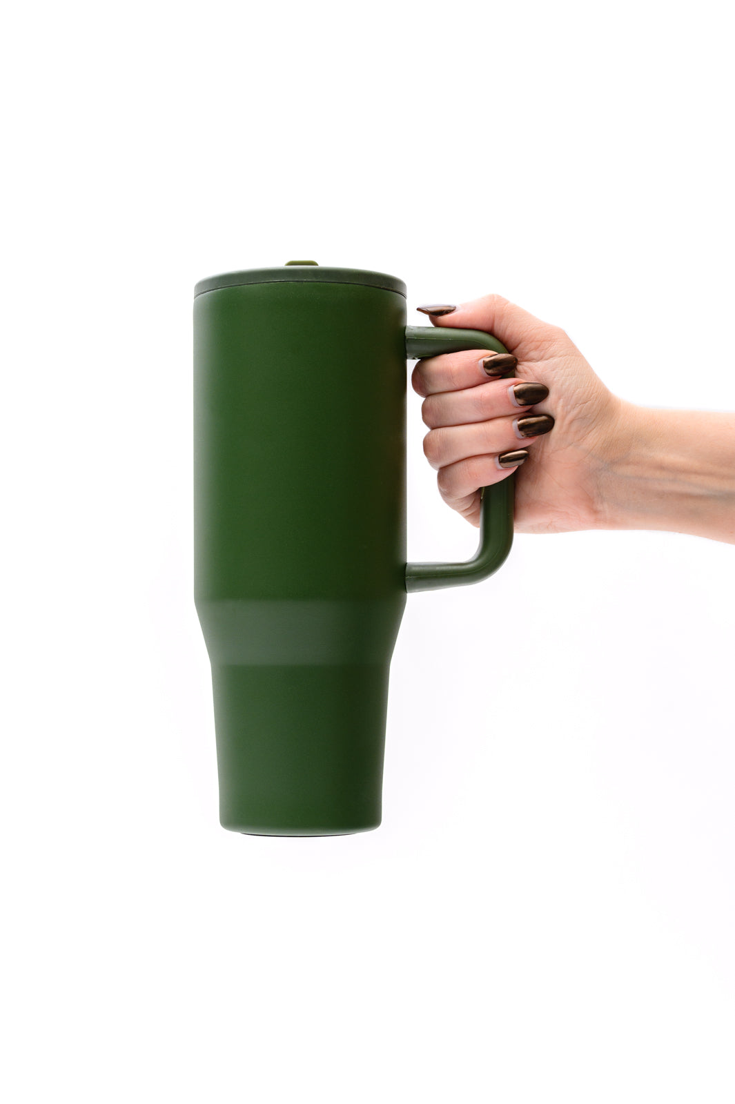 Forest green 40oz insulated tumbler with leakproof lid and removable straw
