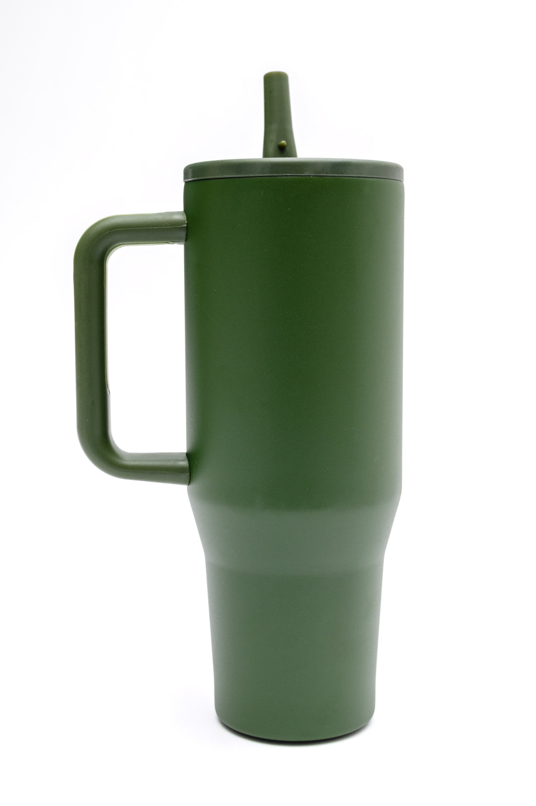 Forest green 40oz insulated tumbler with leakproof lid and removable straw