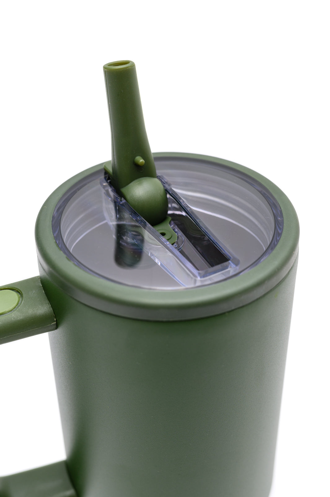 Forest green 40oz insulated tumbler with leakproof lid and removable straw