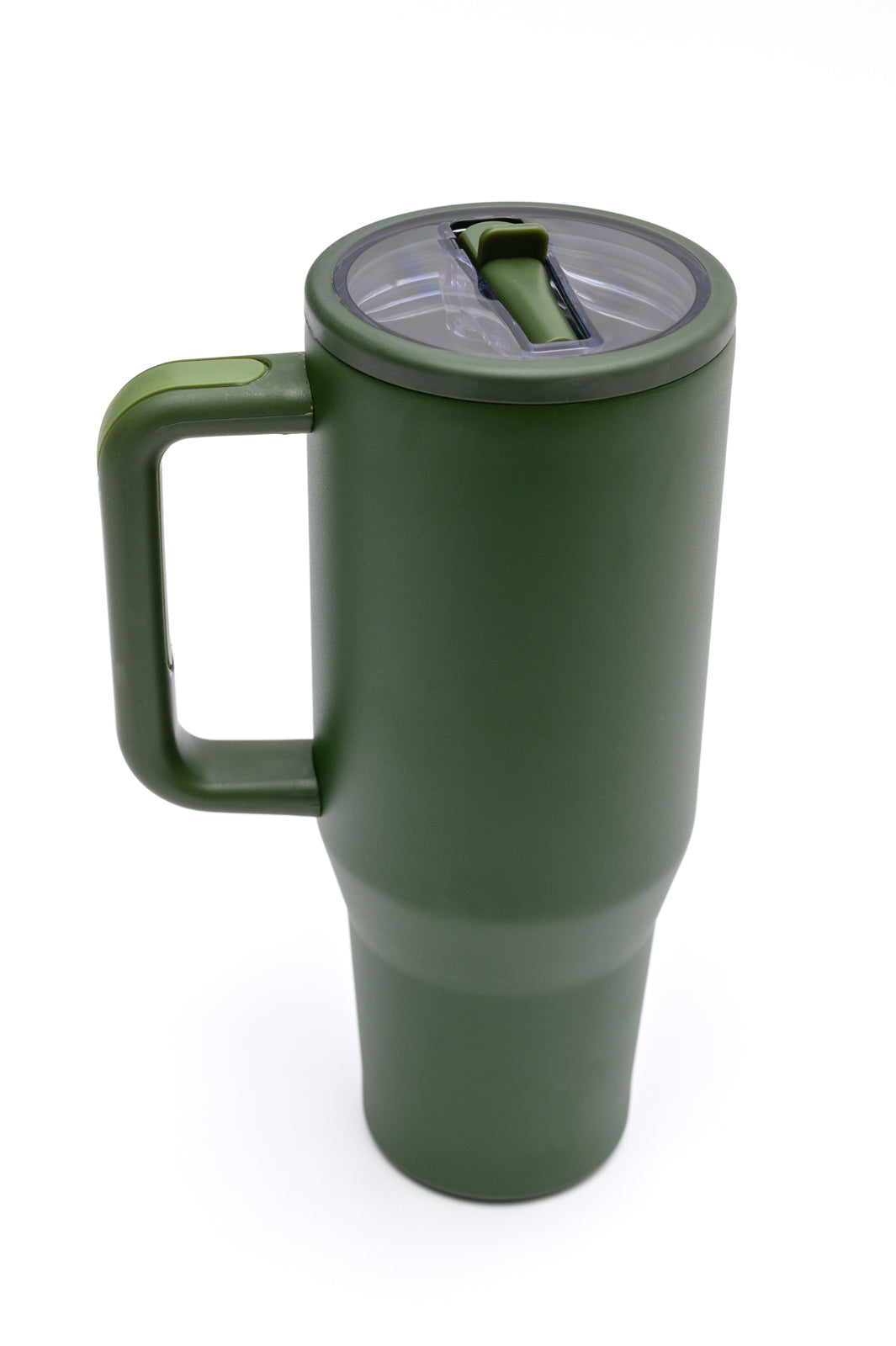 Forest green 40oz insulated tumbler with leakproof lid and removable straw