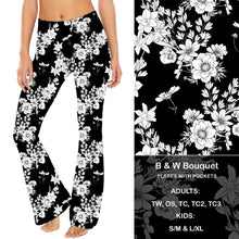  B and W Bouquet - Yoga Flares with Pockets
