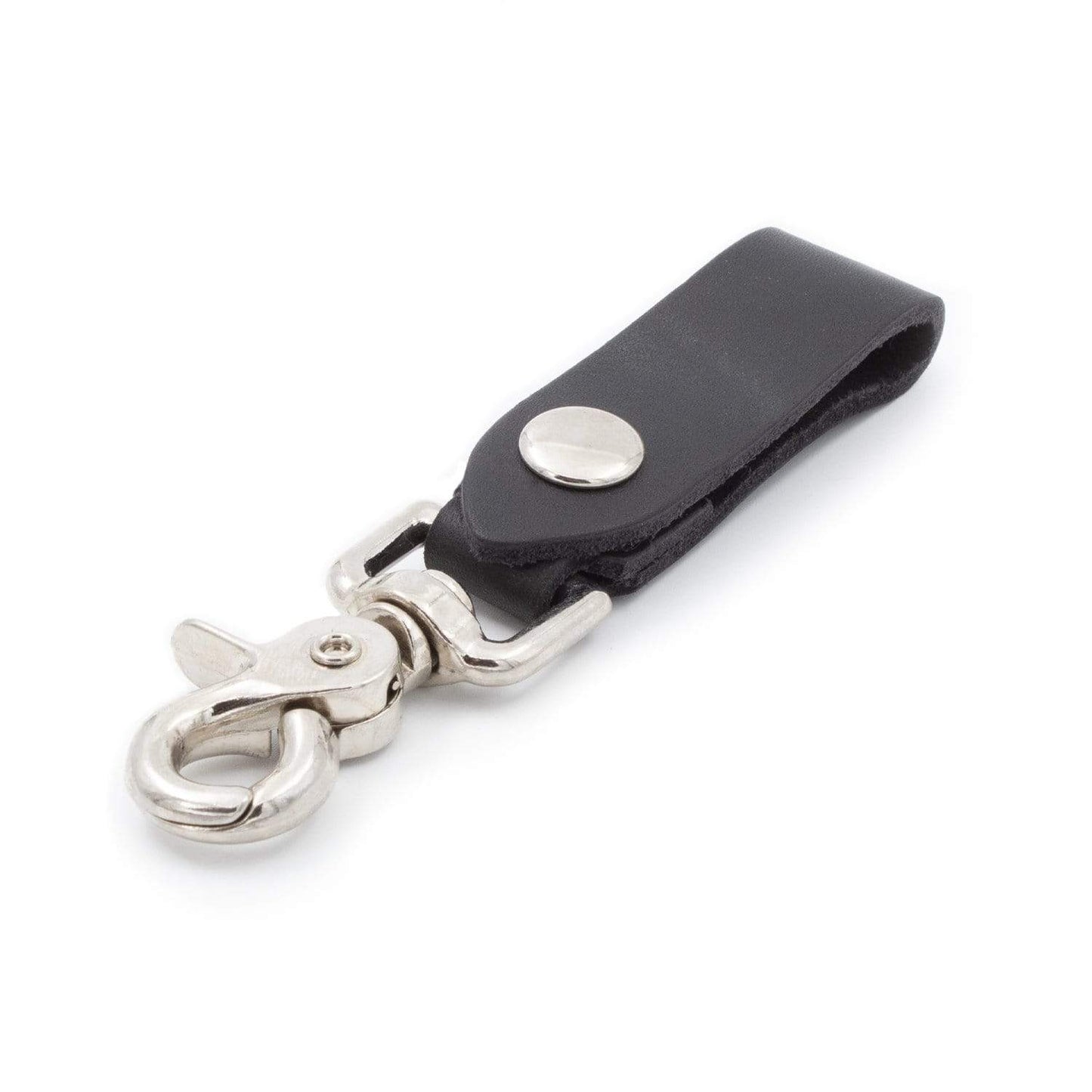Leather keychain with clip and snap closure, full-grain leather handmade in USA by Main Street Forge