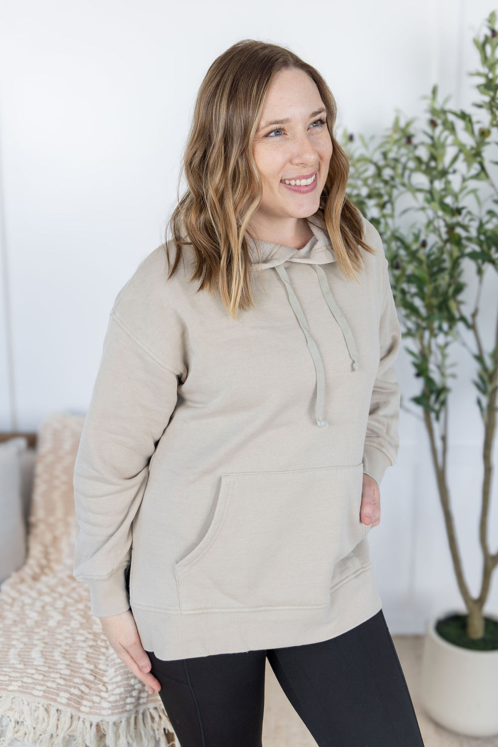 Michelle Mae peyote vintage wash hoodie with kangaroo pocket and side slits