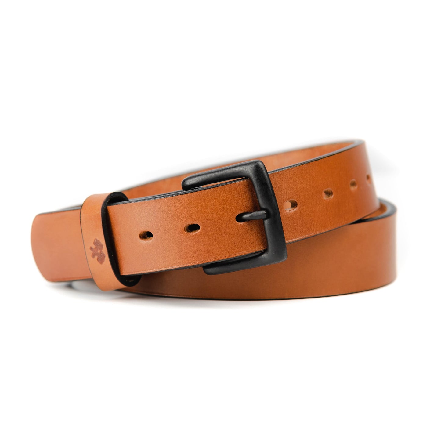 All American leather work belt in full-grain American steerhide, handmade in USA by Main Street Forge