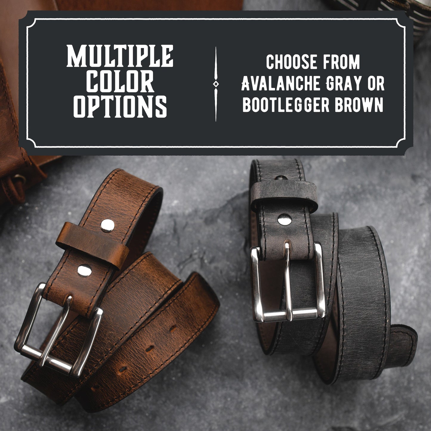 Baron distressed leather vintage belt, 1.5-inch full-grain strap with silver buckle, handmade in USA by Main Street Forge