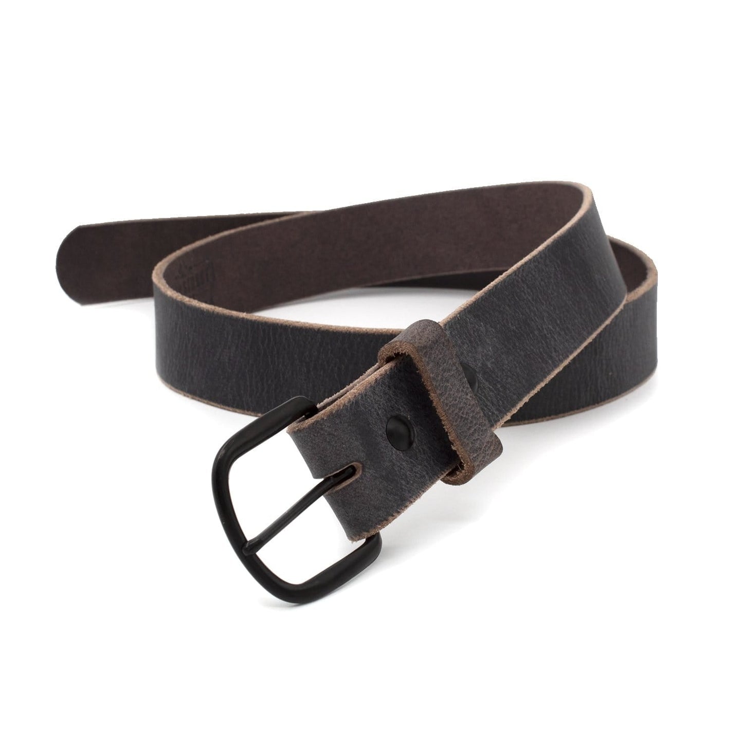 Bootlegger distressed leather belt in rustic brown full-grain leather, handmade in USA by Main Street Forge