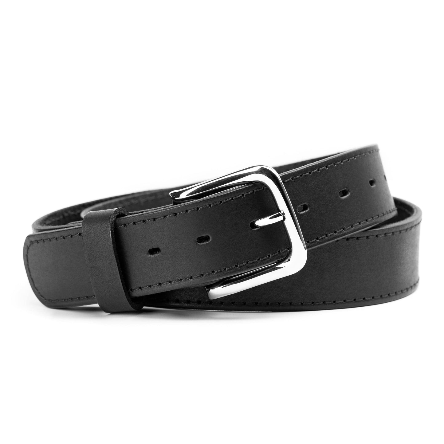 The Foreman leather casual belt, 1.5-inch full-grain strap with buckle, handmade in USA by Main Street Forge