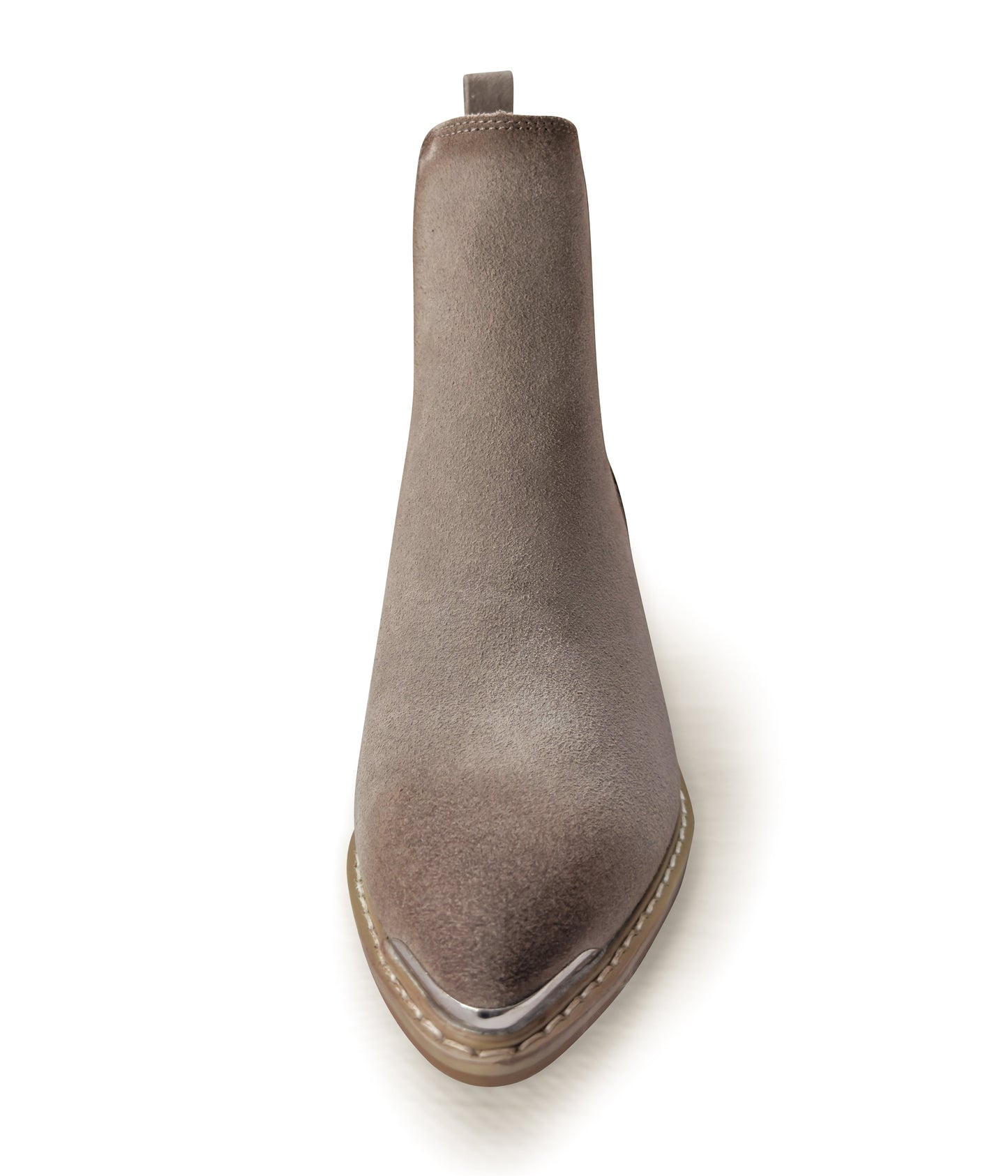 Brown suede ankle boot on a white background