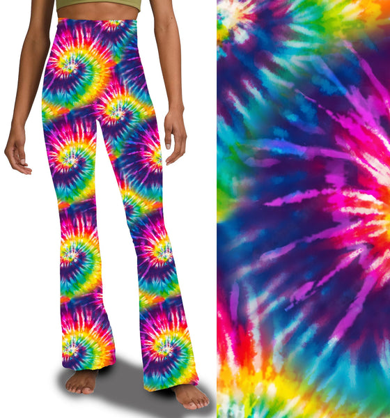 Bright "Mystic" Tie Dye - Yoga Flares with Pockets