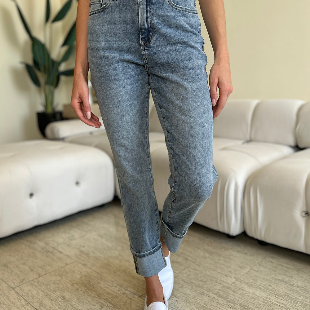 
                      
                        High Waist Cuff Hem Skinny Jeans
                      
                    