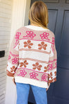 Take on The Day Ivory Floral Stripe Open Cardigan