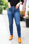 Stand Out Dark Denim High Rise Skinny Fit Button Fly Jeans