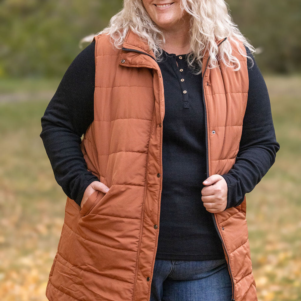 
                      
                        Harlow Long Vest - Cinnamon
                      
                    