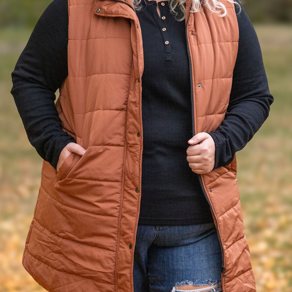 
                      
                        Harlow Long Vest - Cinnamon
                      
                    