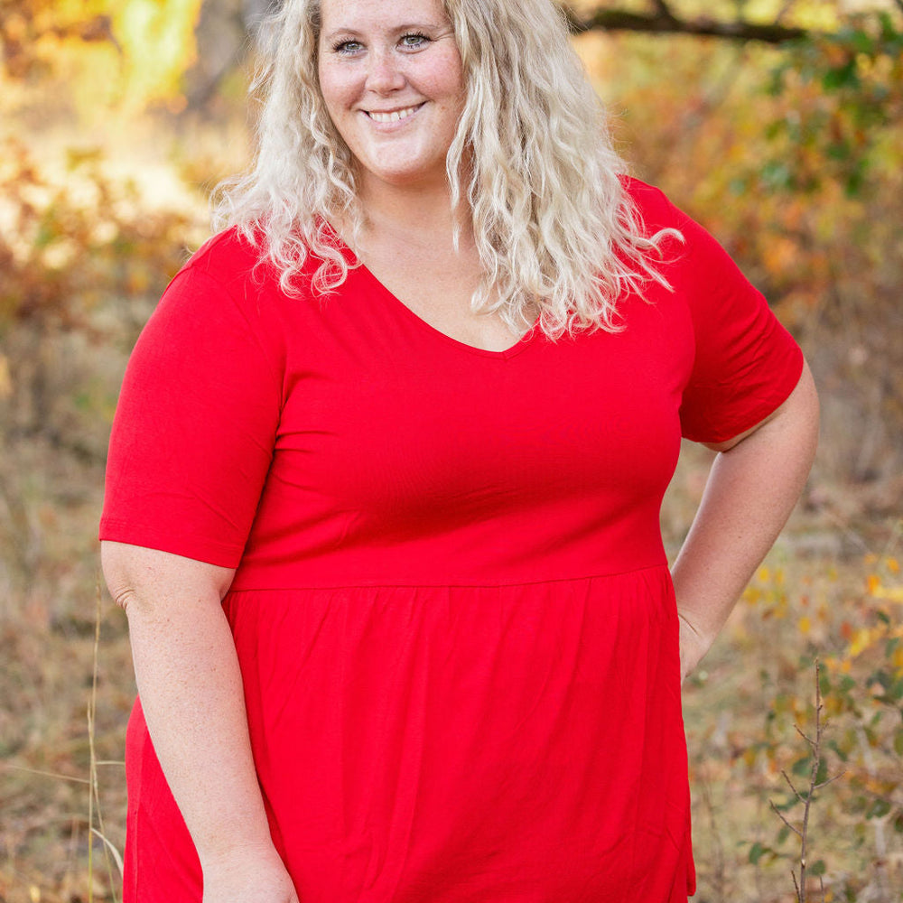 
                      
                        Sarah Ruffle Short Sleeve - Red
                      
                    