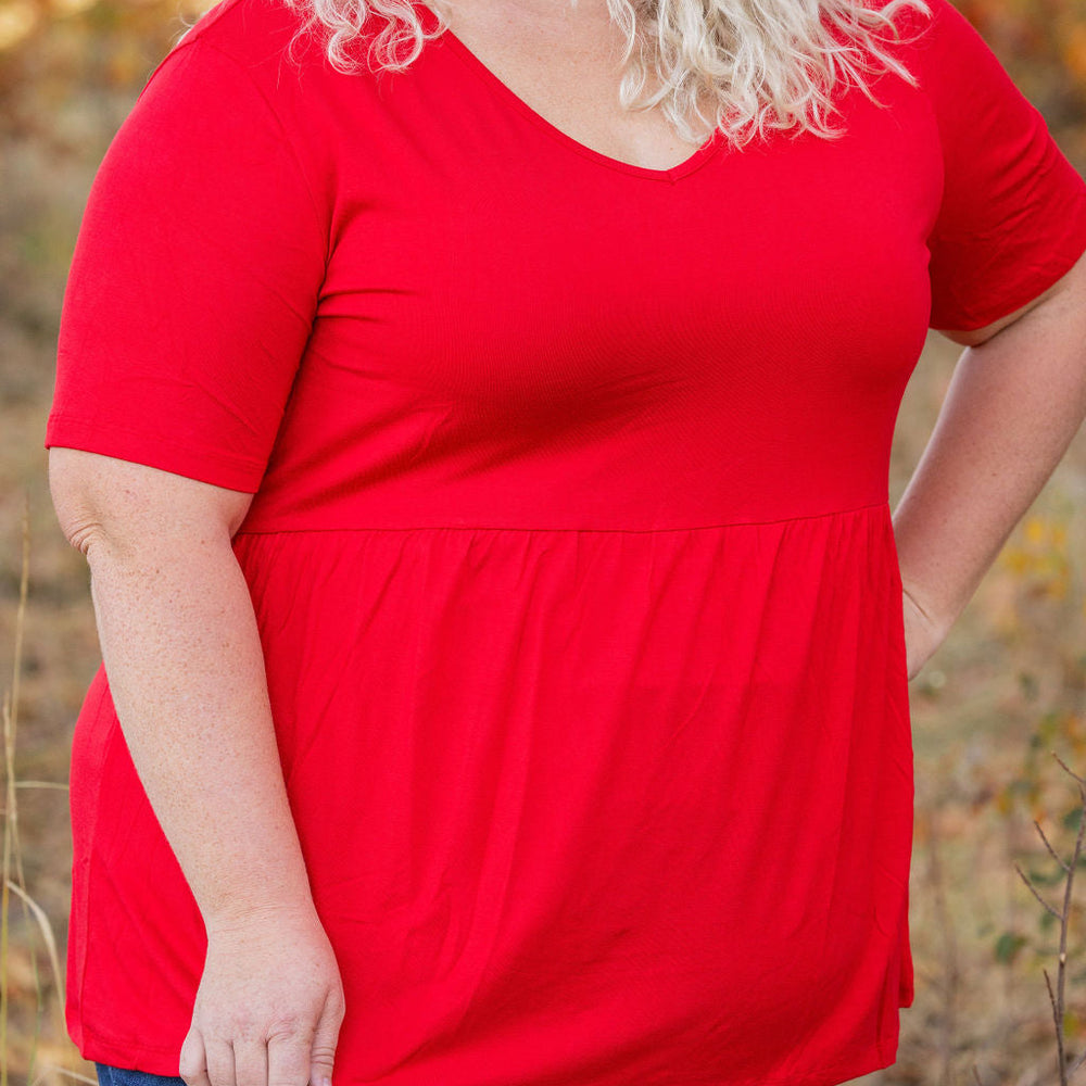 
                      
                        Sarah Ruffle Short Sleeve - Red
                      
                    