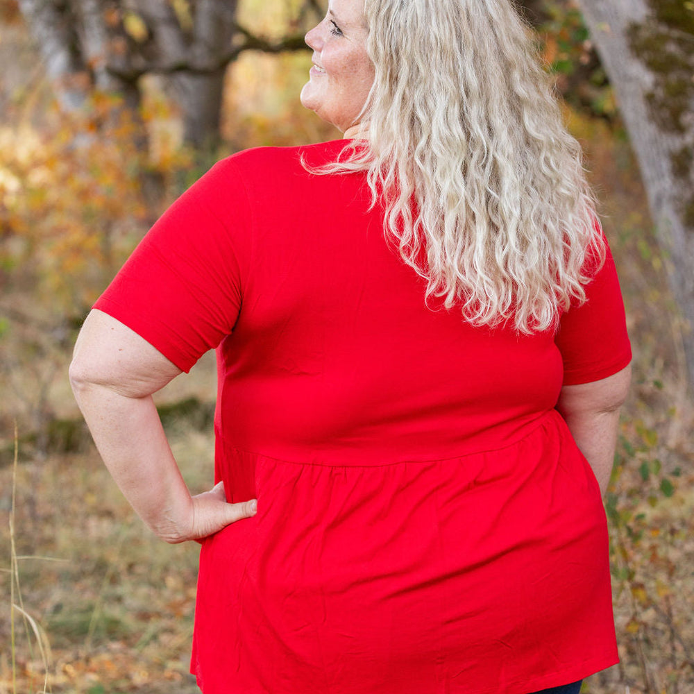 
                      
                        Sarah Ruffle Short Sleeve - Red
                      
                    