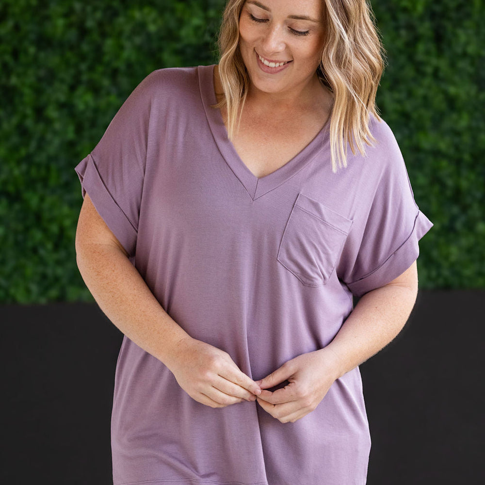 
                      
                        IN STOCK Sierra Pocket Tops - Dusty Purple
                      
                    