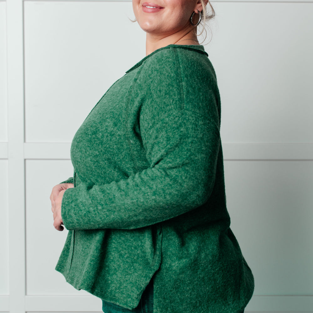 
                      
                        Simple Silhouette Brushed Hacci Sweater in Dark Green
                      
                    