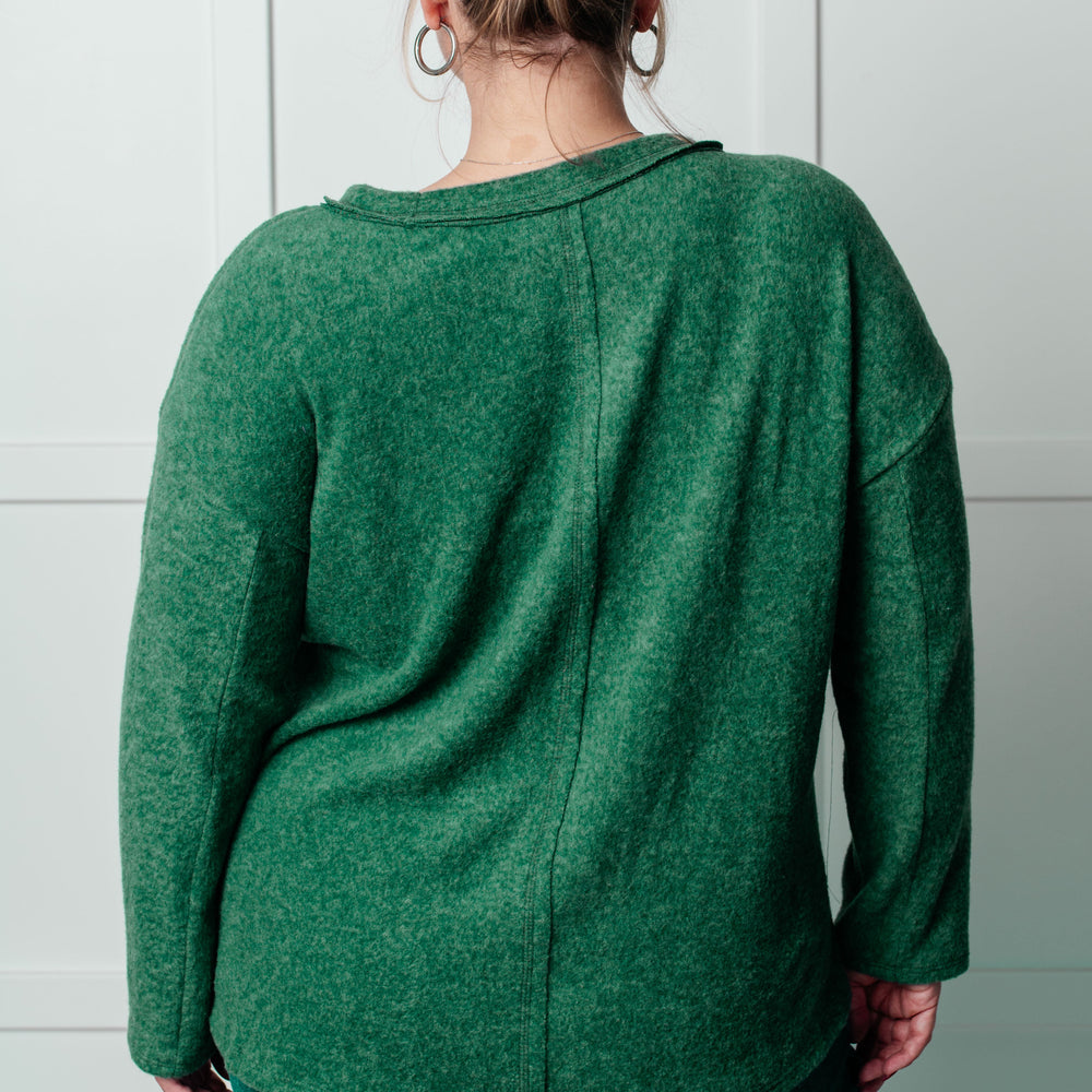 
                      
                        Simple Silhouette Brushed Hacci Sweater in Dark Green
                      
                    