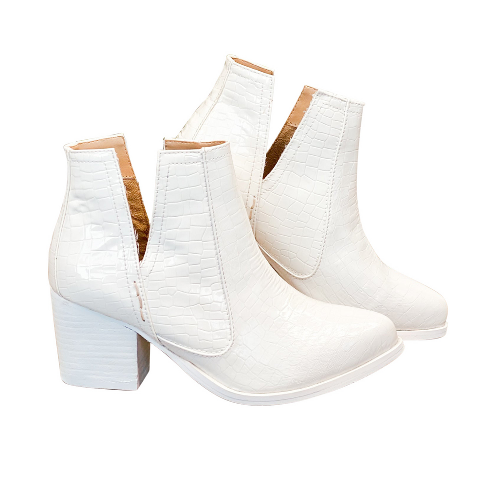 
                      
                        Tarim Bootie in White Croc
                      
                    