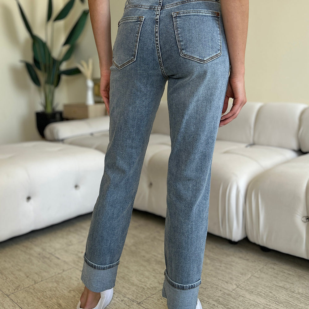 
                      
                        High Waist Cuff Hem Skinny Jeans
                      
                    