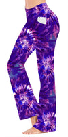 Purple Tie Dye - Yoga Flares with Pockets
