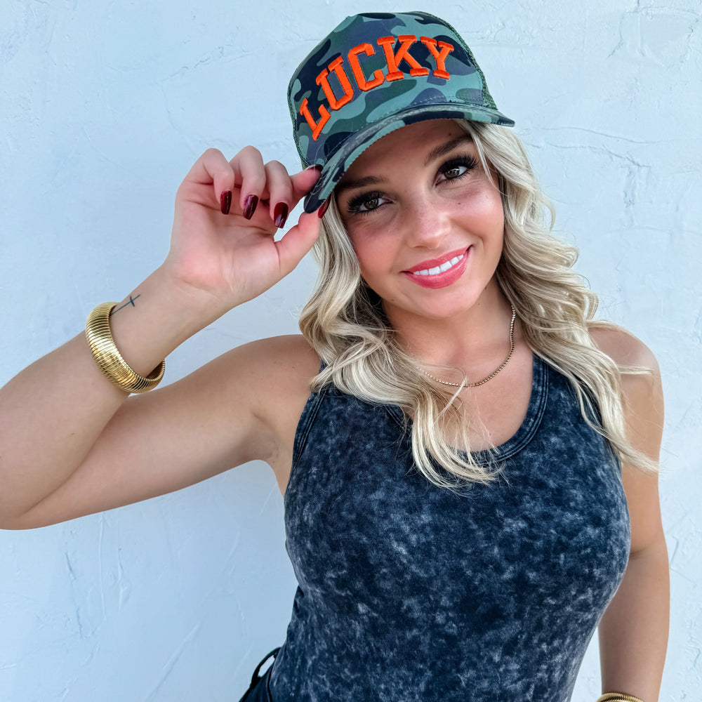 
                      
                        PREORDER: Lucky Camo Trucker Hat
                      
                    