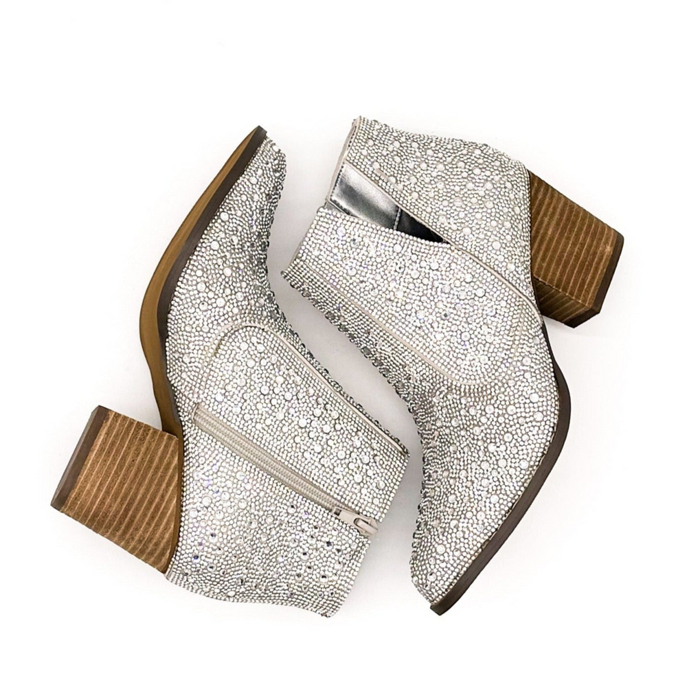 
                      
                        Shine Star Rhinestone Bootie in Silver
                      
                    