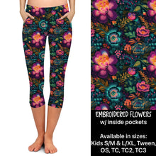  Embroidered Flowers Capri