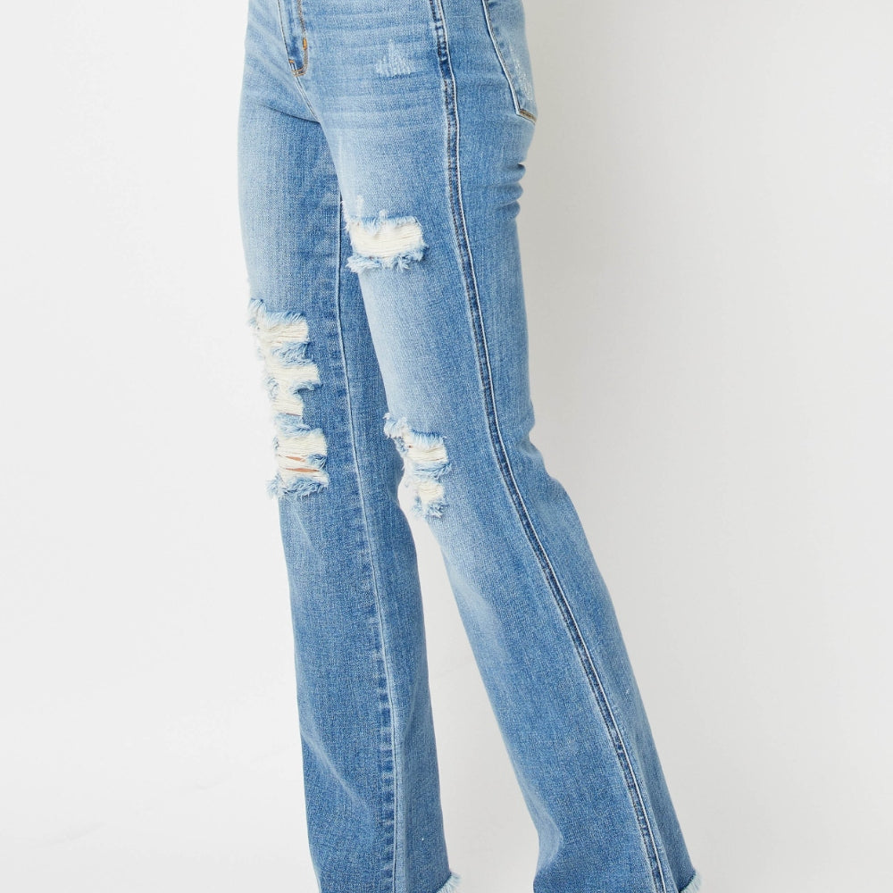 
                      
                        Judy Blue Distressed Raw Hem Bootcut Jeans
                      
                    