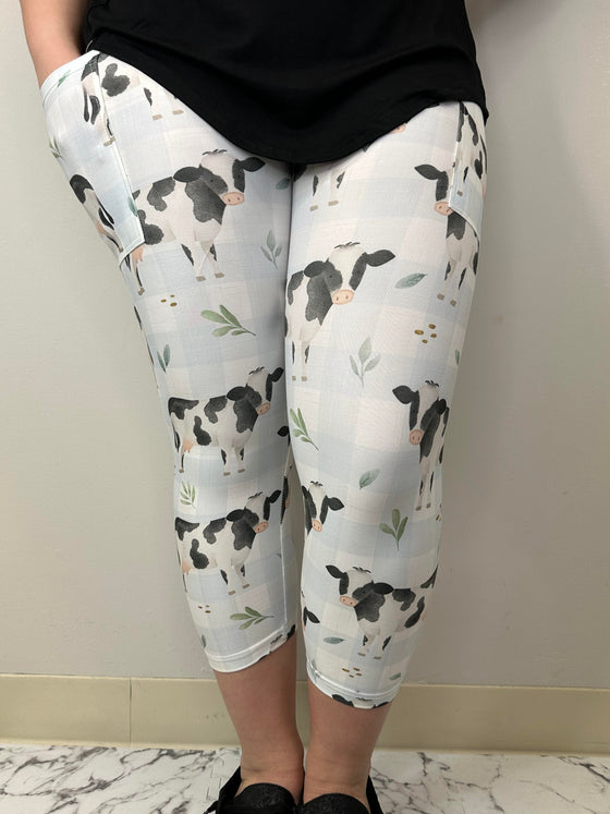 Plaid Cow Capri w/ Pockets