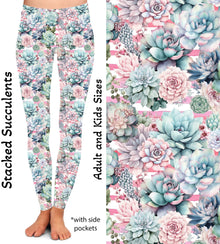  Stacked Succulents Leggings & Capris with Pockets