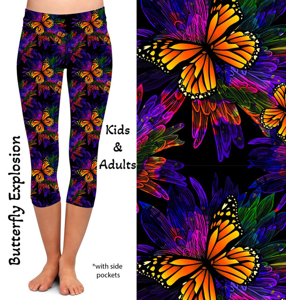 Butterfly Explosion Leggings & Capris with Pockets