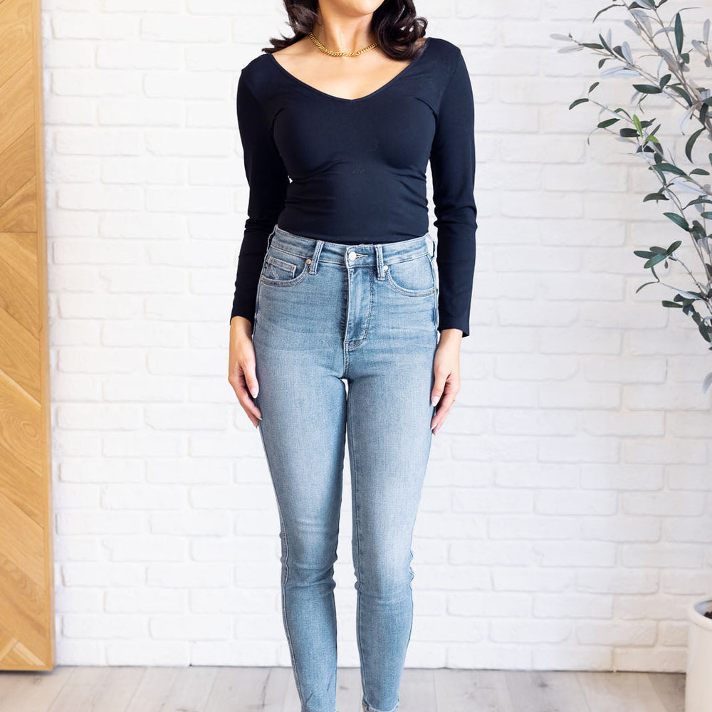 
                      
                        Justine High Rise Control Top Contrast Wash Skinny Jeans
                      
                    