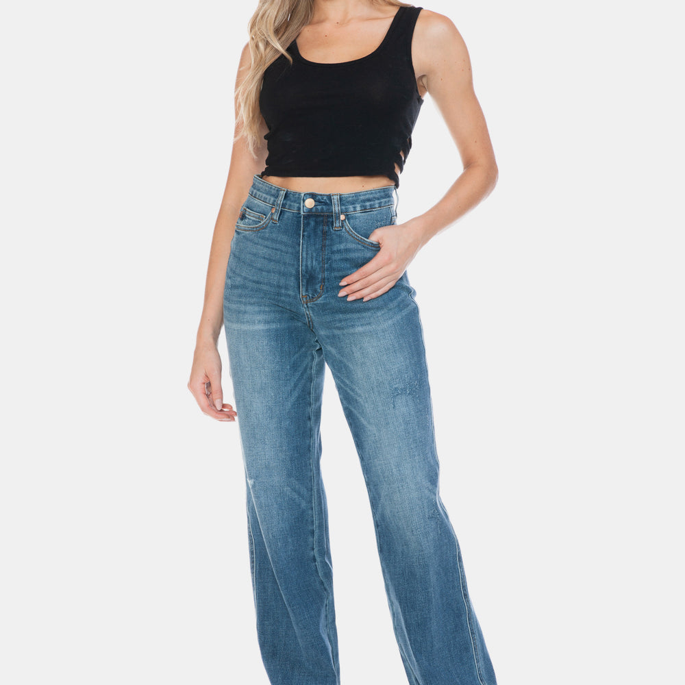 
                      
                        Judy Blue Full Size Tummy Control Cut Raw Hem Straight Jeans
                      
                    