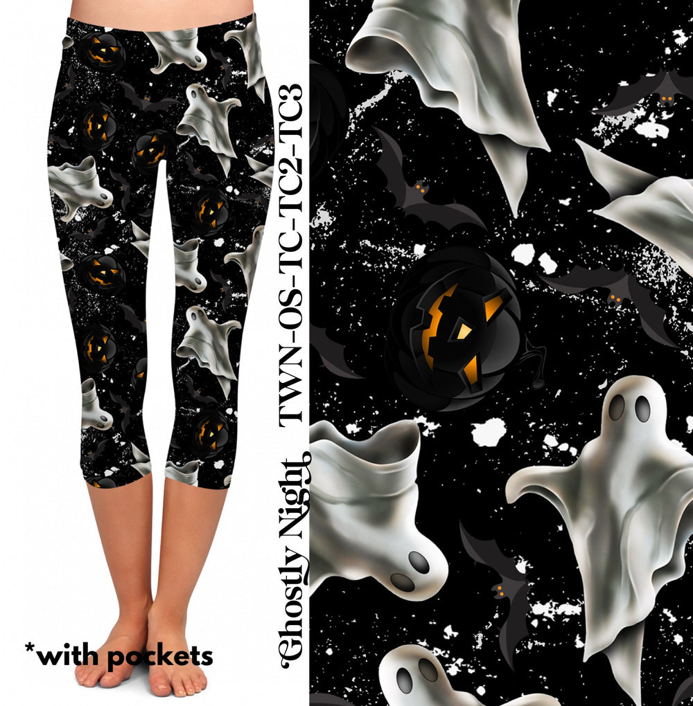 Ghostly Night - Capri Leggings with Pockets