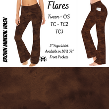  Brown Mineral Wash Yoga Flares with Pockets