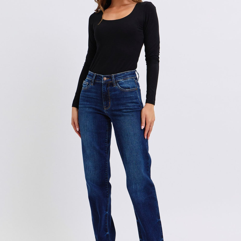 
                      
                        Judy Blue Full Size Raw Hem Straight Leg Jeans
                      
                    