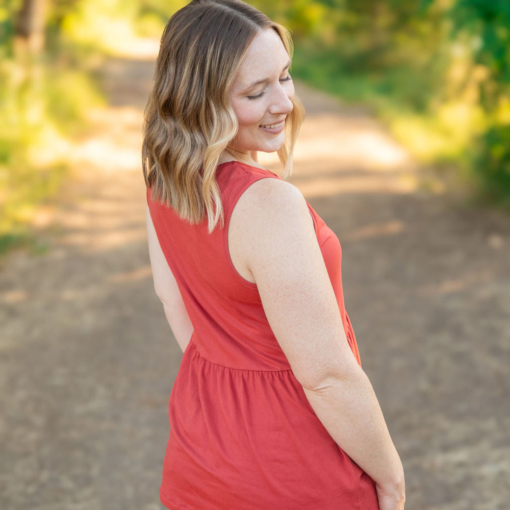 
                      
                        Renee Ruffle Tank - Brick
                      
                    