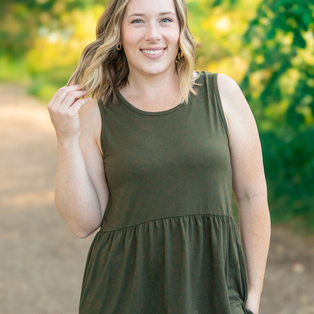 
                      
                        Renee Ruffle Tank - Olive
                      
                    