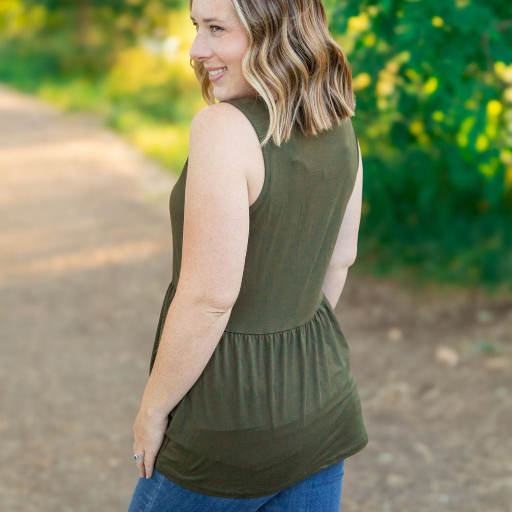 
                      
                        Renee Ruffle Tank - Olive
                      
                    