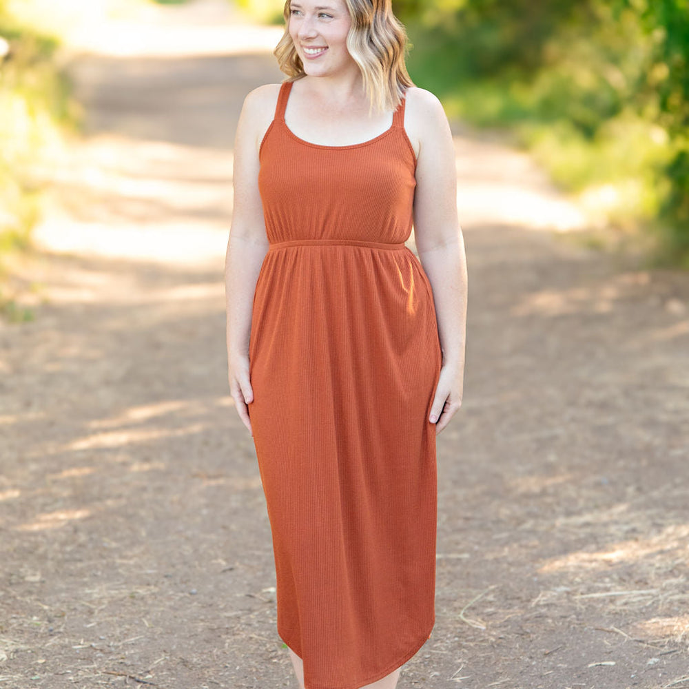 
                      
                        Reagan Ribbed Midi Dress - Rust
                      
                    