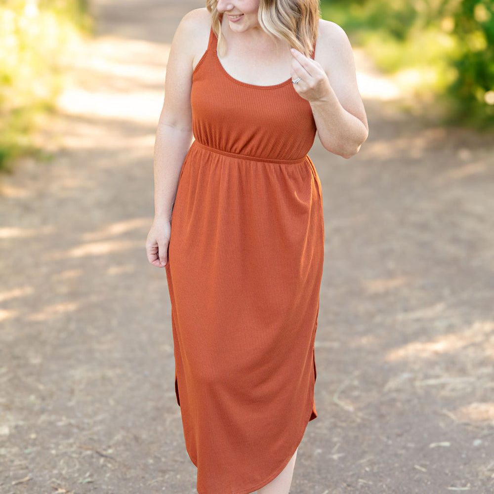 
                      
                        Reagan Ribbed Midi Dress - Rust
                      
                    