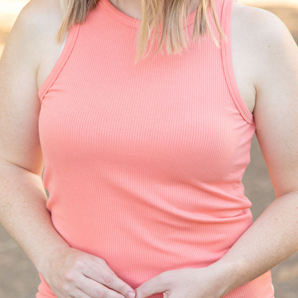 Tara Ribbed Tank - Coral | Women's Tank Top