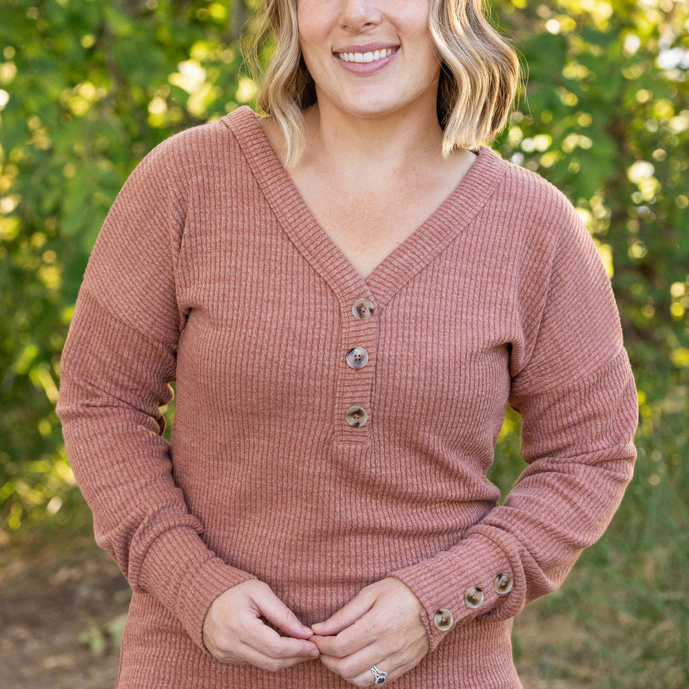 
                      
                        Brittney Button Sweater - Terra Cotta
                      
                    