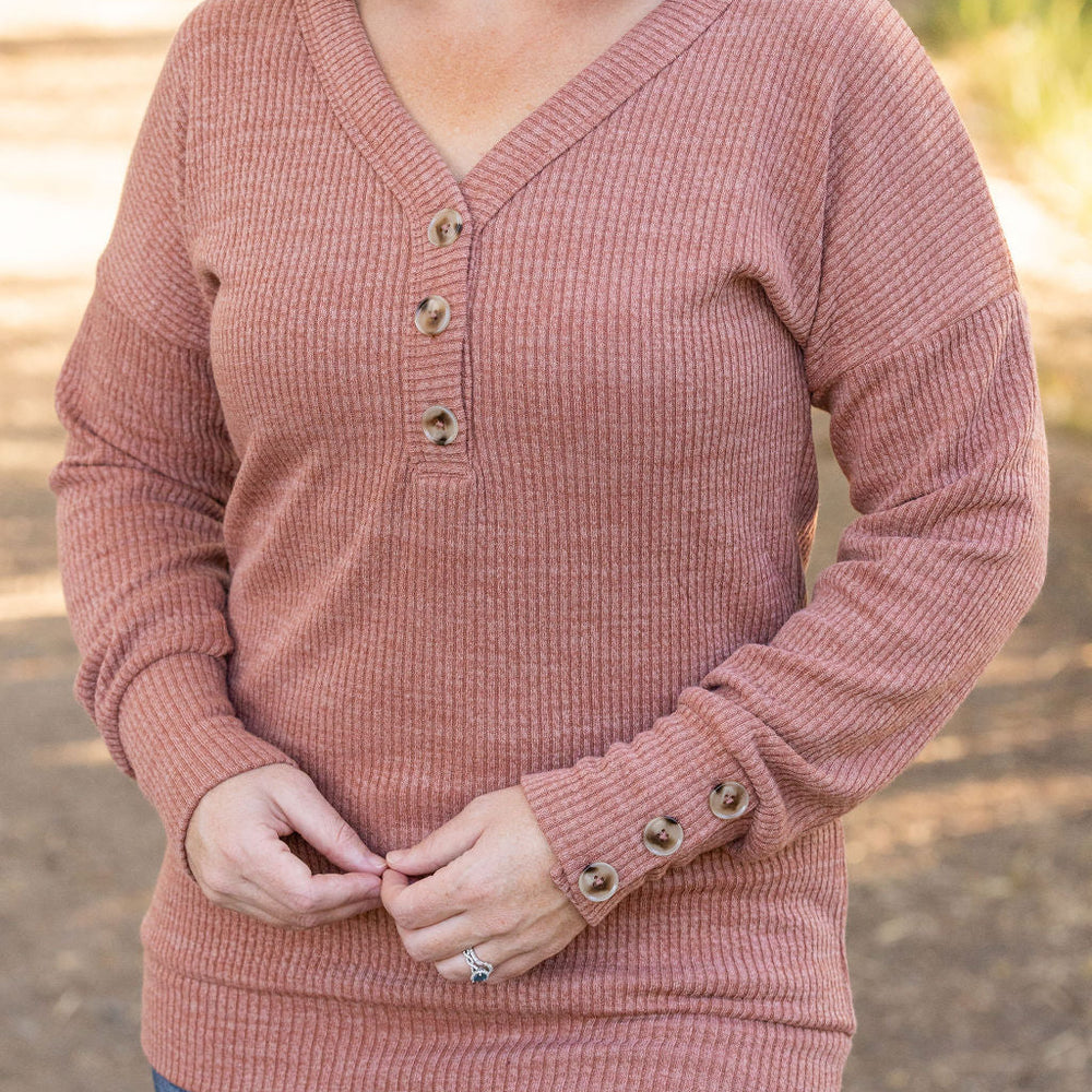 
                      
                        Brittney Button Sweater - Terra Cotta
                      
                    