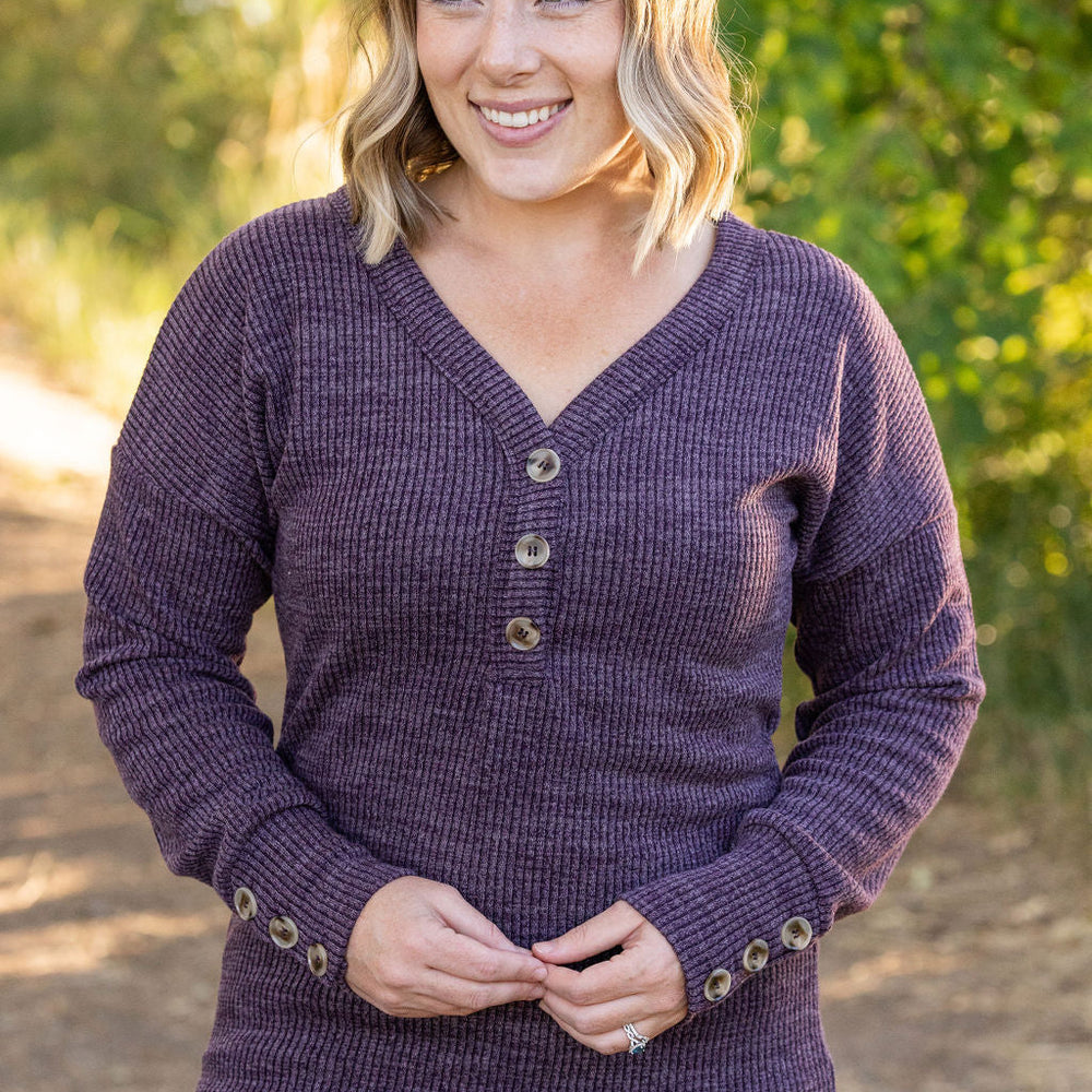 
                      
                        Brittney Button Sweater - Purple
                      
                    