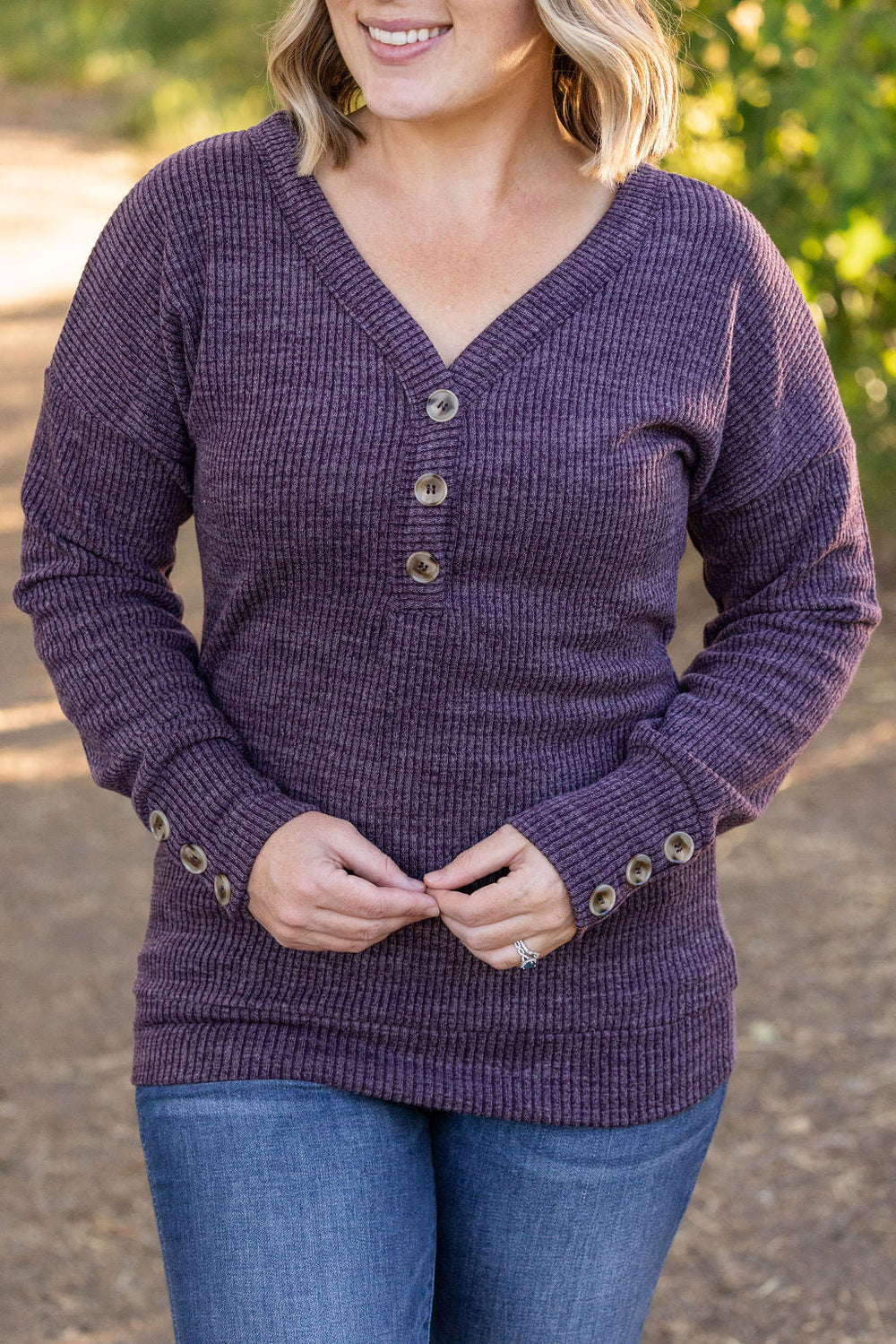 Brittney Button Sweater - Purple